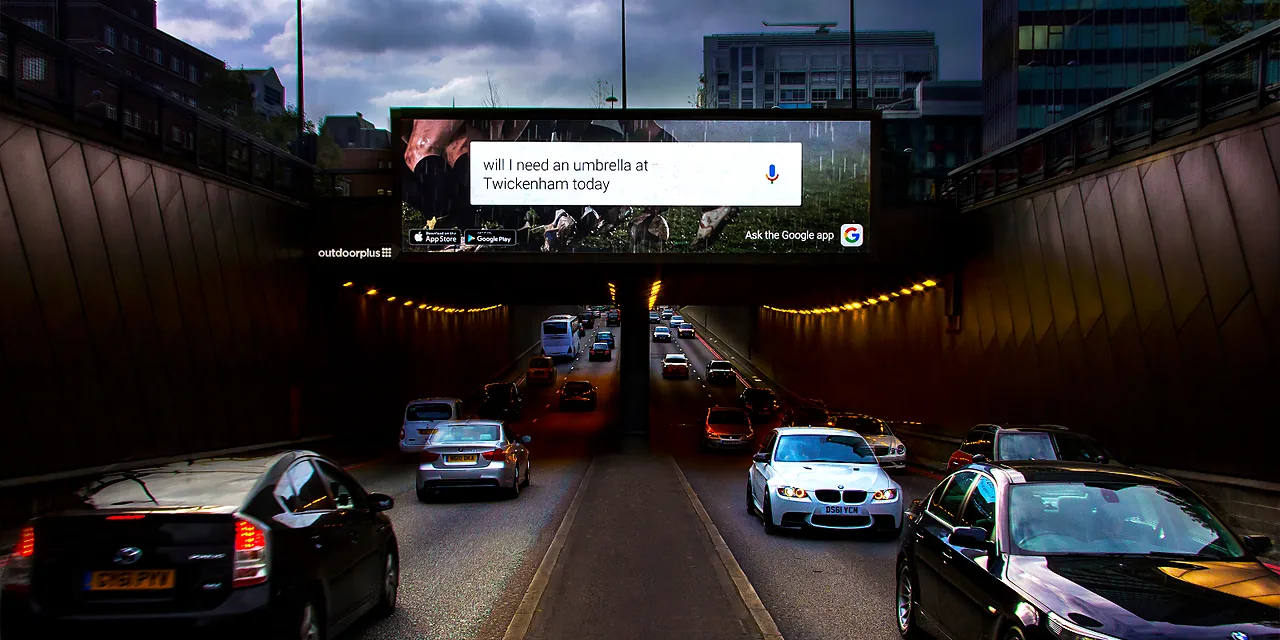 Digital screen above the entrance to a road tunnel